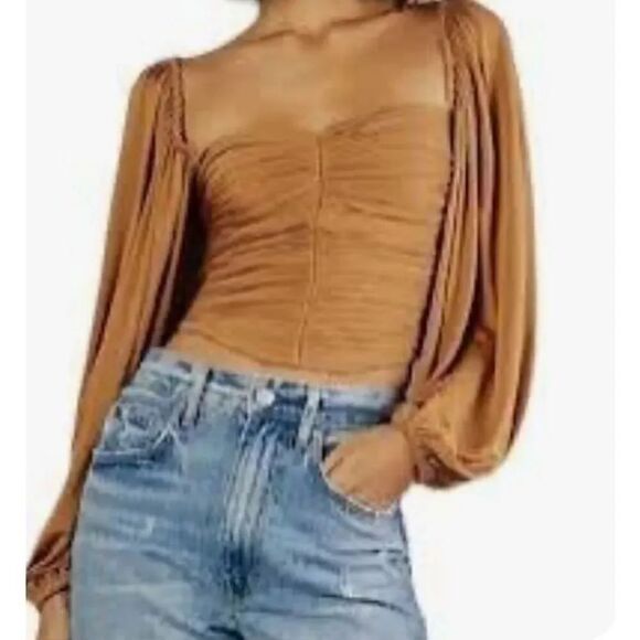 The Westside Tops - The Westside by Sari Sloanne Crop Top in Gold NWT Size XS